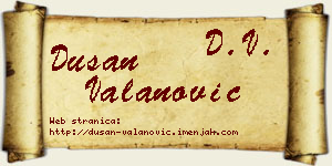 Dušan Valanović vizit kartica